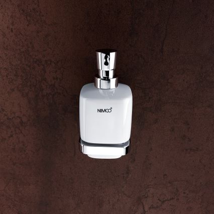 NIMCO MA set-31K-26 - Nástěnný dávkovač mýdla, stojánek na zubní kartáčky a nástěnný háček MAYA 320 ml bílá/lesklý chrom