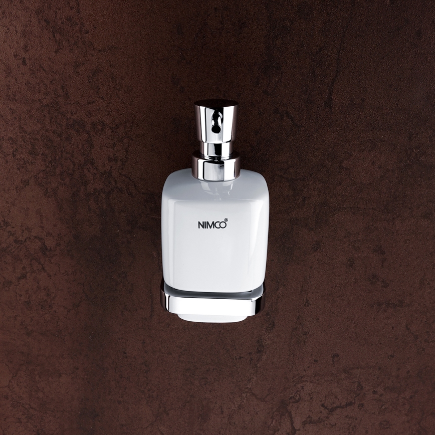NIMCO MA set-31K-26 - Nástěnný dávkovač mýdla, stojánek na zubní kartáčky a nástěnný háček MAYA 320 ml bílá/lesklý chrom