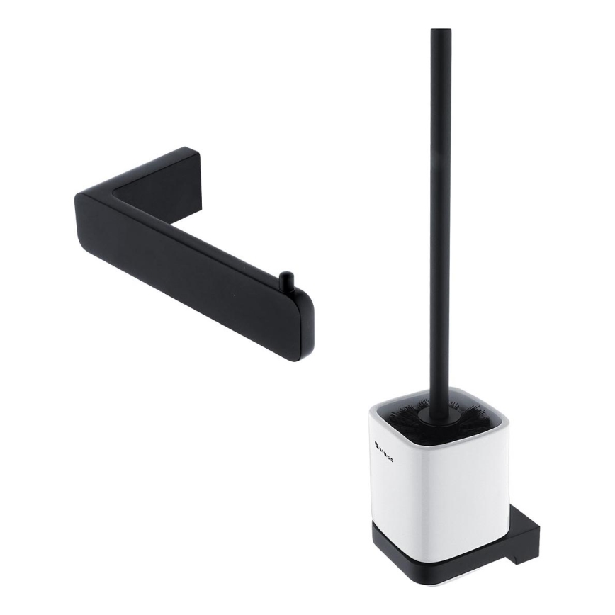NIMCO MAC set-94KN-90 - Nástěnná WC štětka a držák toaletního papíru MAYA bílá/matná černá