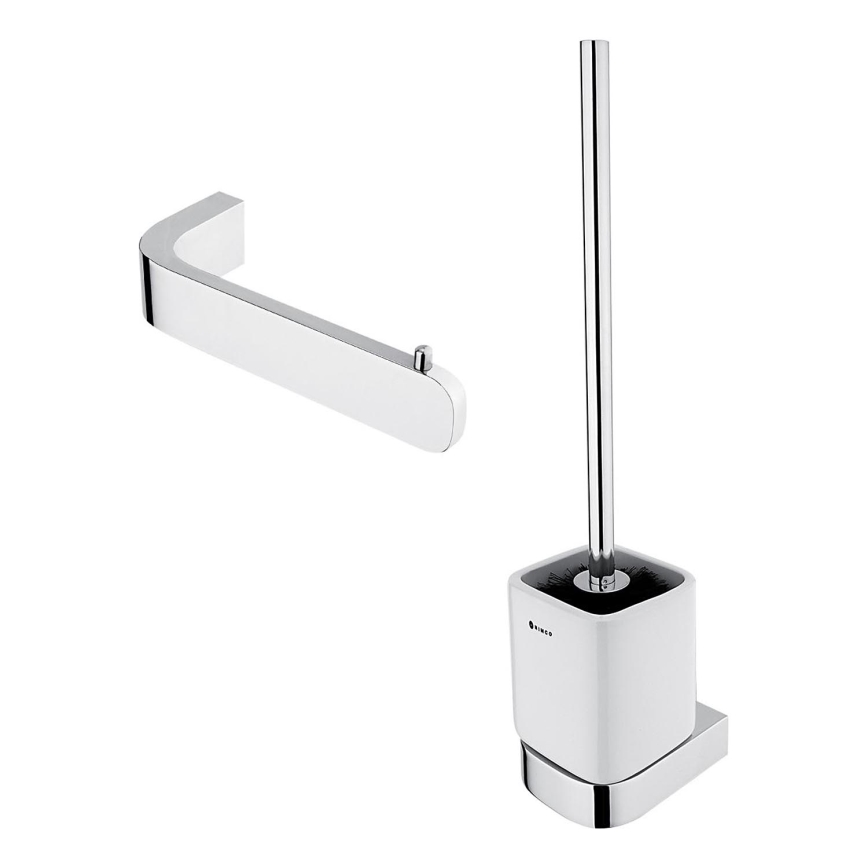 NIMCO NK set-94KN-26 - Nástěnná WC štětka a držák toaletního papíru NIKAU bílá/lesklý chrom
