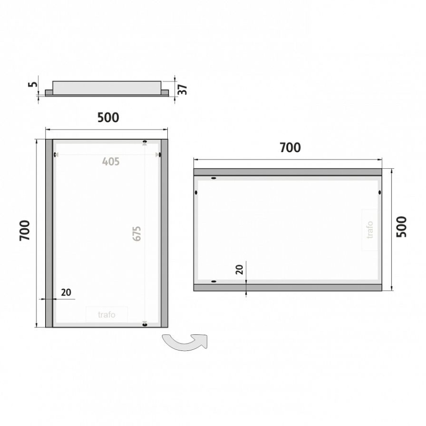 NIMCO ZP 11001 - LED Koupelnové podsvícené zrcadlo LED/21W/230V 6500K 70x50 cm IP44