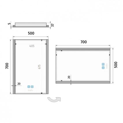 NIMCO ZP 11001VX - LED Stmívatelné koupelnové podsvícené zrcadlo LED/21W/230V 3000-6500K 70x50 cm IP44