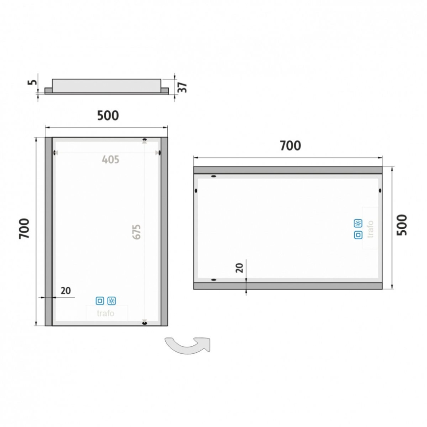 NIMCO ZP 11001VX - LED Stmívatelné koupelnové podsvícené zrcadlo LED/21W/230V 3000-6500K 70x50 cm IP44