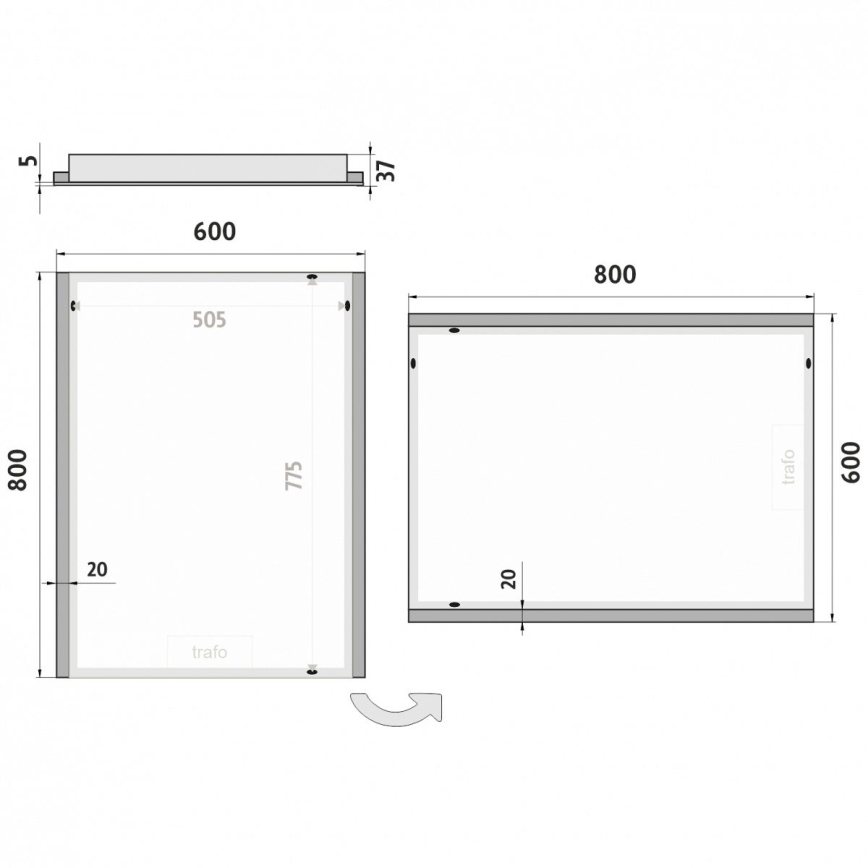 NIMCO ZP 11002 - LED Koupelnové podsvícené zrcadlo LED/24W/230V 6500K 80x60 cm IP44