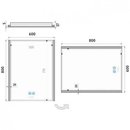 NIMCO ZP 11002VX - LED Stmívatelné koupelnové podsvícené zrcadlo LED/24W/230V 3000-6500K 80x60 cm IP44