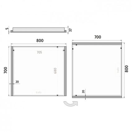 NIMCO ZP 11003 - LED Koupelnové podsvícené zrcadlo LED/21W/230V 6500K 70x80 cm IP44