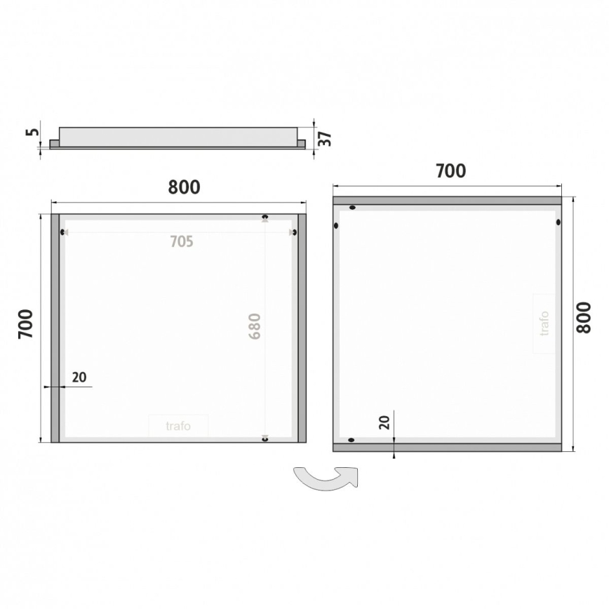 NIMCO ZP 11003 - LED Koupelnové podsvícené zrcadlo LED/21W/230V 6500K 70x80 cm IP44