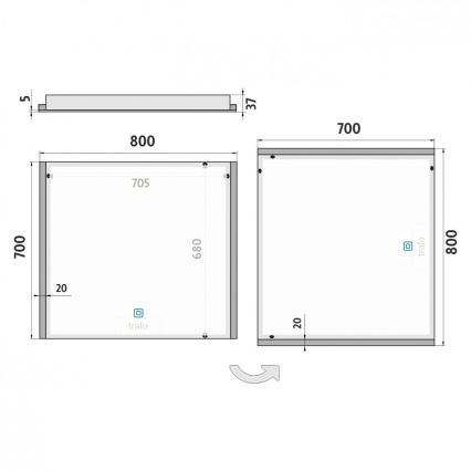 NIMCO ZP 11003V - LED Stmívatelné koupelnové podsvícené zrcadlo LED/21W/230V 3000-6500K 70x80 cm IP44