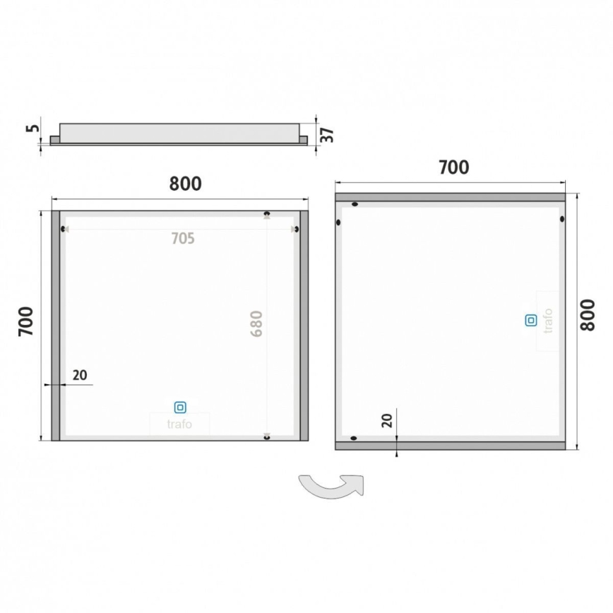NIMCO ZP 11003V - LED Stmívatelné koupelnové podsvícené zrcadlo LED/21W/230V 3000-6500K 70x80 cm IP44