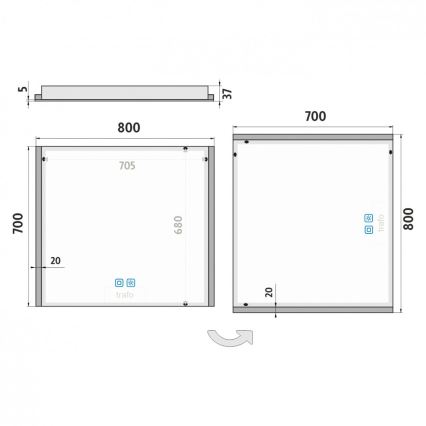NIMCO ZP 11003VX - LED Stmívatelné koupelnové podsvícené zrcadlo LED/21W/230V 3000-6500K 70x80 cm IP44