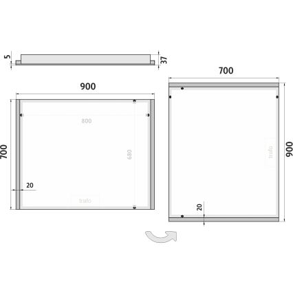 NIMCO ZP 11019 - LED Koupelnové podsvícené zrcadlo LED/21W/230V 6500K 70x90 cm IP44