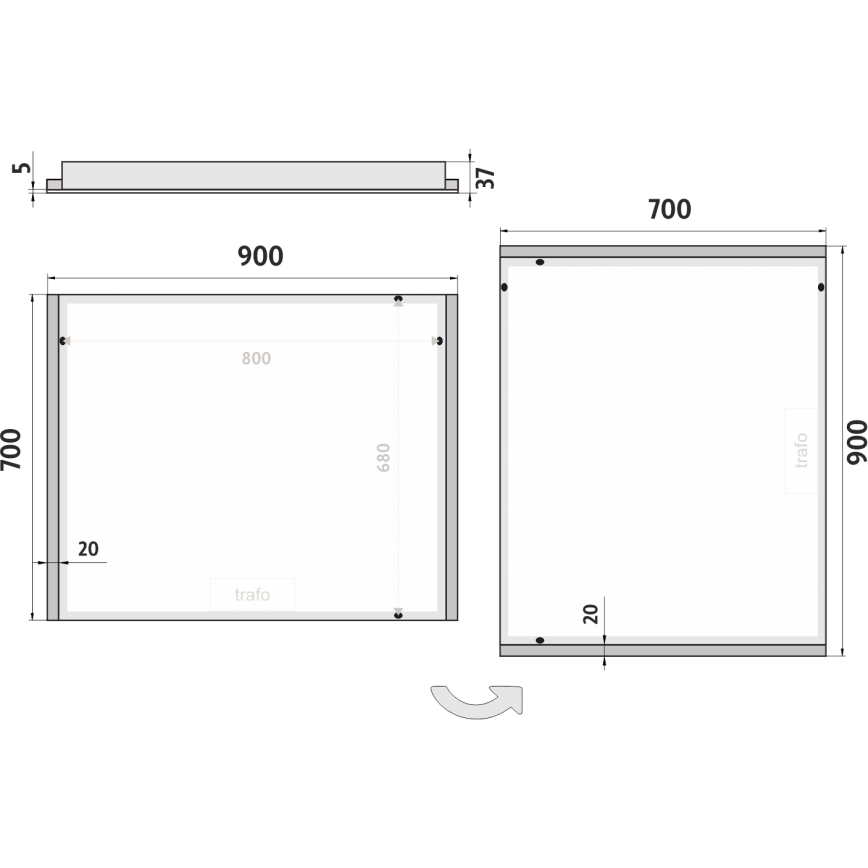NIMCO ZP 11019 - LED Koupelnové podsvícené zrcadlo LED/21W/230V 6500K 70x90 cm IP44