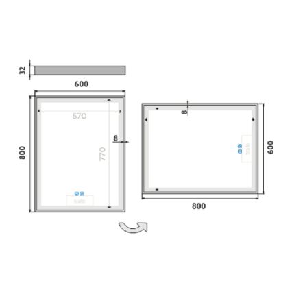 NIMCO ZP 13002VX - LED Stmívatelné koupelnové podsvícené zrcadlo LED/41W/230V 3000-6500K 80x60 cm IP44