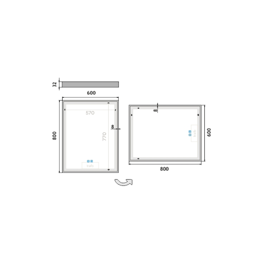 NIMCO ZP 13002VX - LED Stmívatelné koupelnové podsvícené zrcadlo LED/41W/230V 3000-6500K 80x60 cm IP44