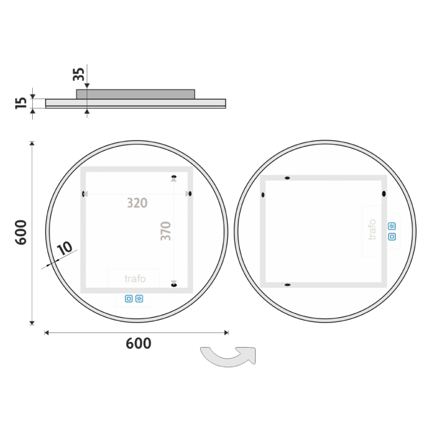 NIMCO ZP 26000RVX - LED Stmívatelné koupelnové podsvícené zrcadlo LED/26W/230V 3000-6500K pr. 60 cm IP44