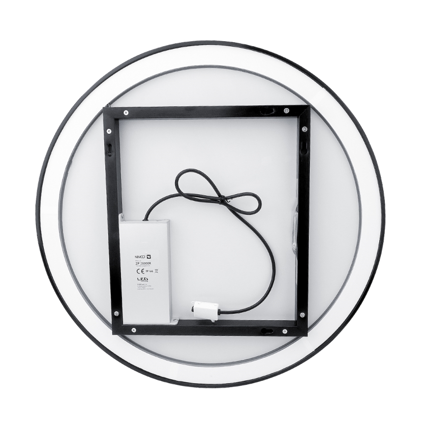 NIMCO ZPC 28001RVX-90 - LED Stmívatelné koupelnové podsvícené zrcadlo LED/33W/230V 3000-6500K pr. 70 cm matná černá IP44
