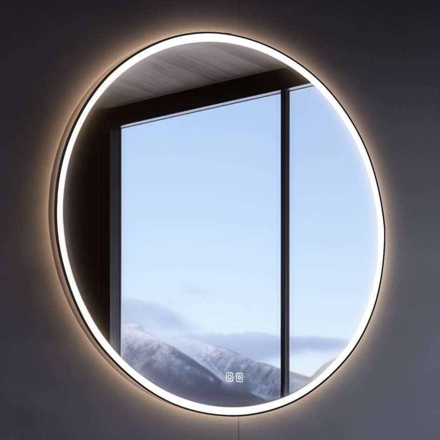 NIMCO ZPC 28001RVX-90 - LED Stmívatelné koupelnové podsvícené zrcadlo LED/33W/230V 3000-6500K pr. 70 cm matná černá IP44
