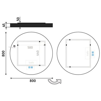 NIMCO ZPC 31002RVX-90 - LED Stmívatelné koupelnové podsvícené zrcadlo LED/26W/230V 3000-6500K pr. 80 cm matná černá IP44