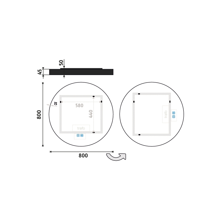 NIMCO ZPC 31002RVX-90 - LED Stmívatelné koupelnové podsvícené zrcadlo LED/26W/230V 3000-6500K pr. 80 cm matná černá IP44
