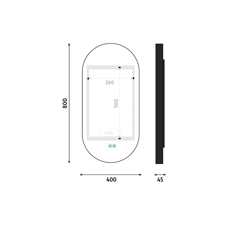 NIMCO ZPC 32002LVX-90 - LED Stmívatelné koupelnové podsvícené zrcadlo LED/25W/230V 3000-6500K 80x40 cm matná černá  IP44