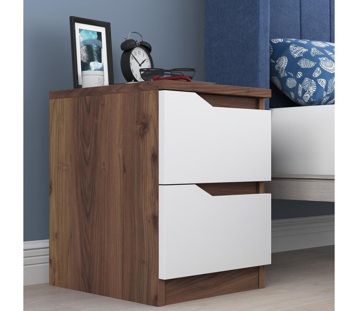 Asir Noční stolek 47x40 cm hnědá/bílá AS1211