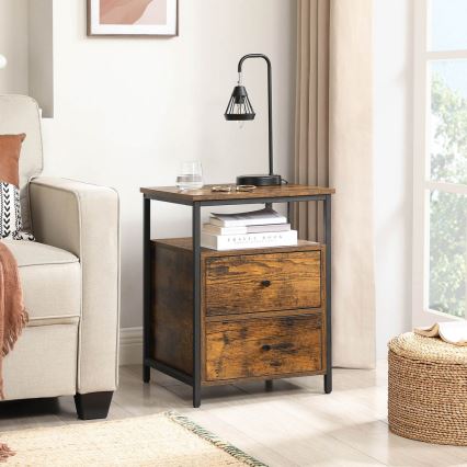 Noční stolek ARIN 45x45 cm hnědá/černá