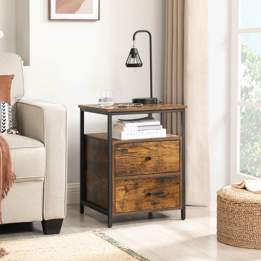 Noční stolek ARIN 45x45 cm hnědá/černá