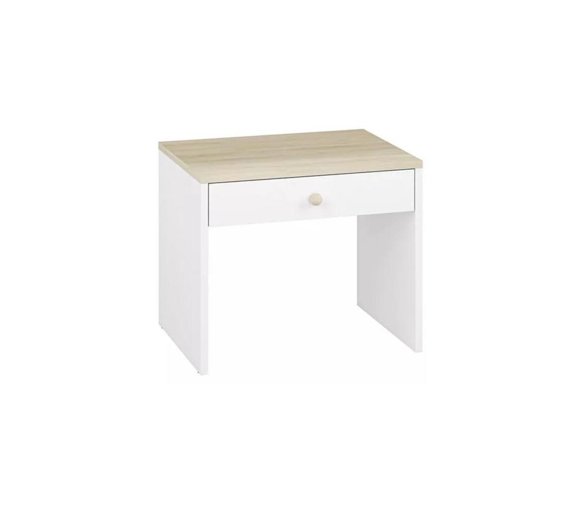 Konsimo Sp. z o.o. Sp. k. Noční stolek BUBO 58x69 cm bílá/světlý buk KO0099