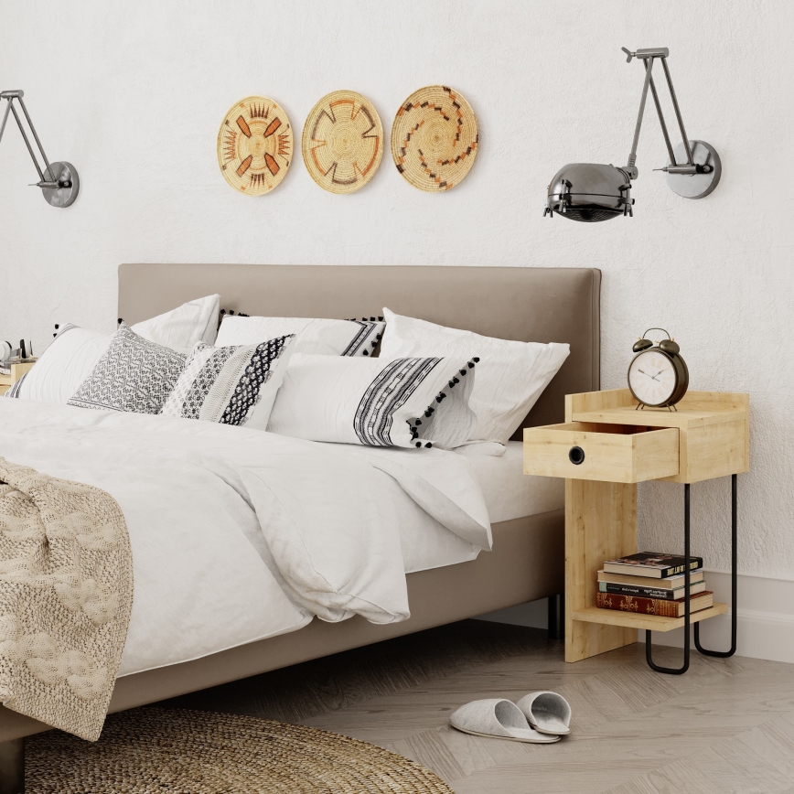 Noční stolek CACTUS 32x30 cm hnědá/černá