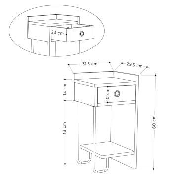 Noční stolek CACTUS 60x29,5 cm béžová
