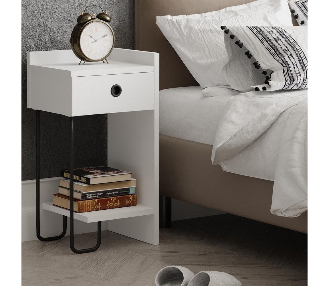  Noční stolek CACTUS 60x29,5 cm bílá/černá 