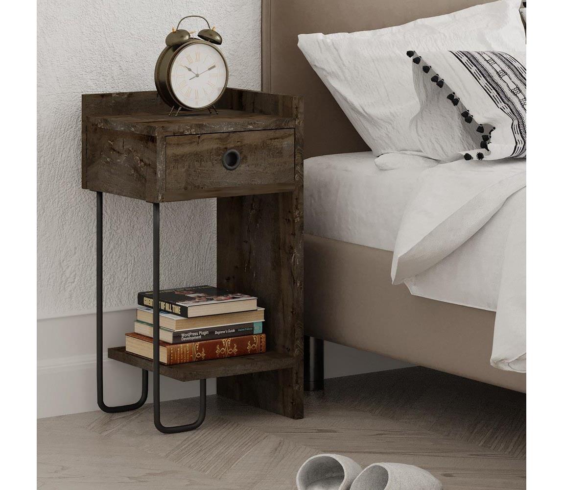 Asir Noční stolek CACTUS 60x29,5 cm hnědá/černá AS1191