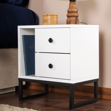 Noční stolek GLIMMER 45x30 cm bílá/černá