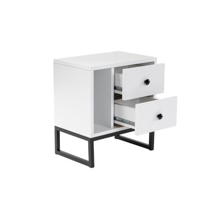 Noční stolek GLIMMER 45x30 cm bílá/černá