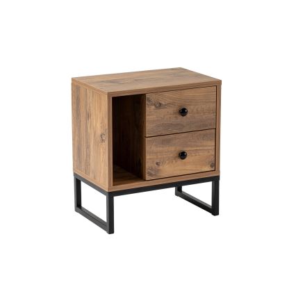 Noční stolek GLIMMER 45x30 cm borovice atlantic/černá