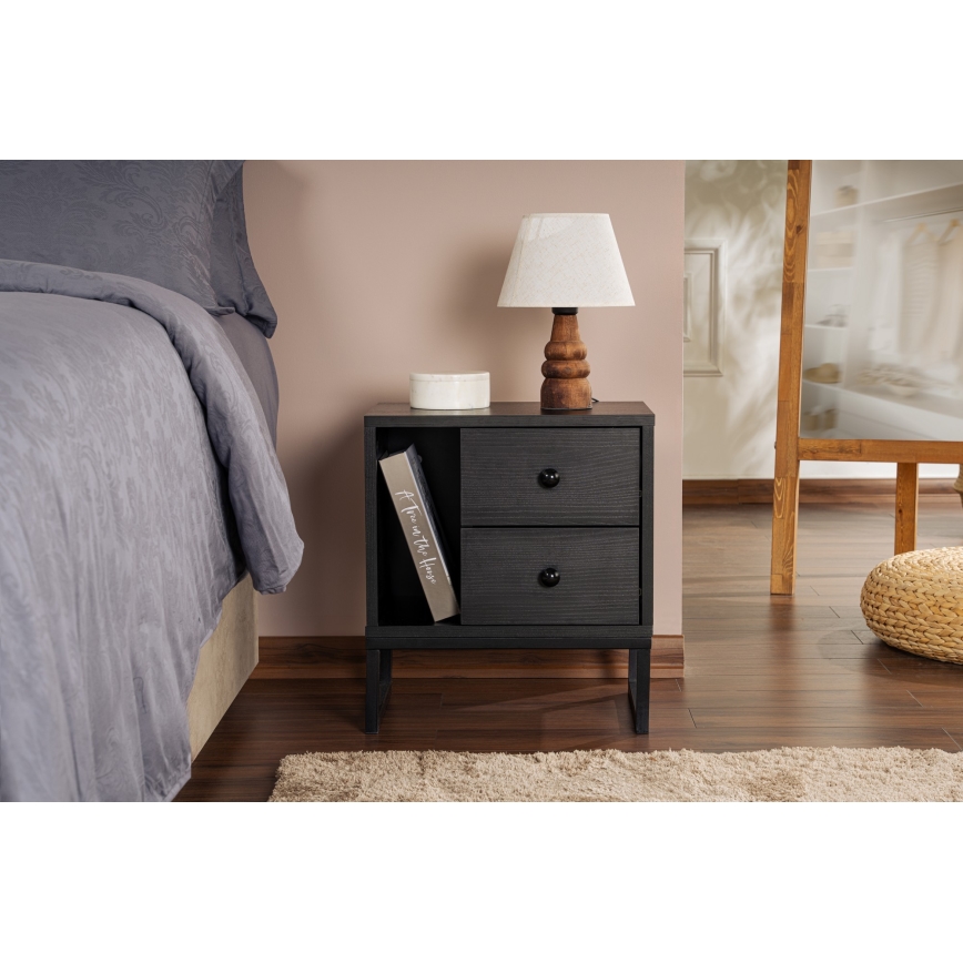 Noční stolek GLIMMER 45x30 cm černá