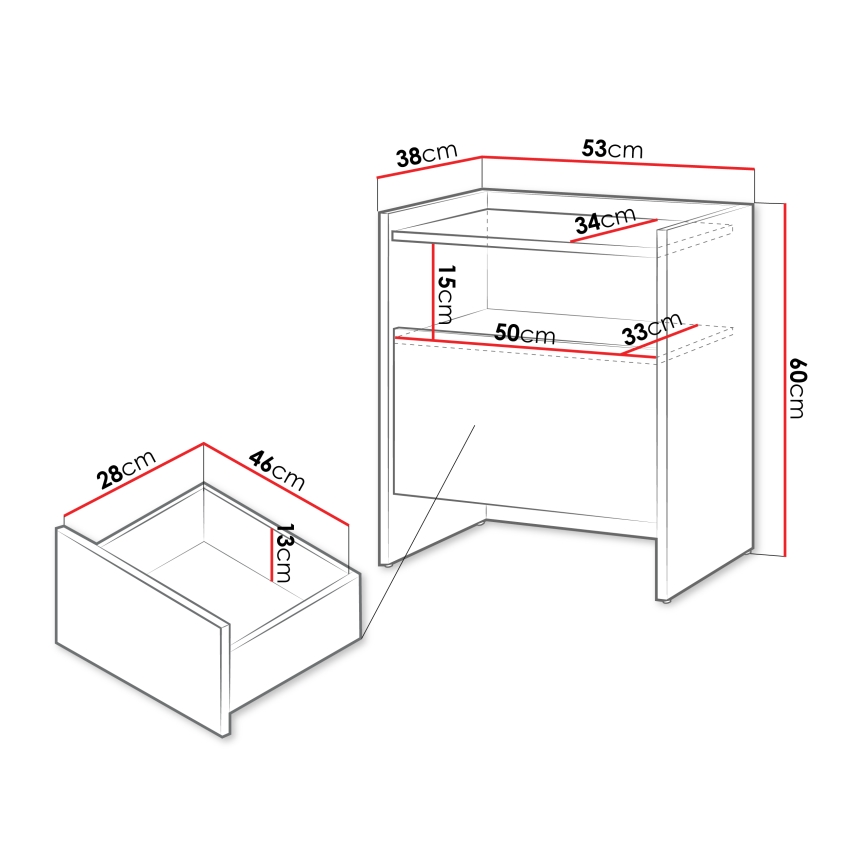 Noční stolek JAPANDI 60x53 cm dub baltic storm