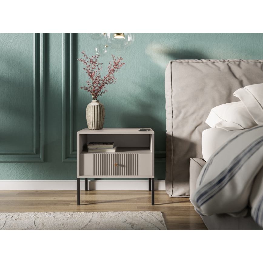 Noční stolek LUE 54x39 cm béžová/černá