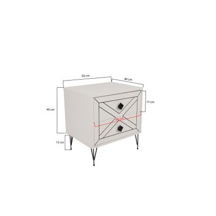 Noční stolek LUNA 50x40 cm bílá