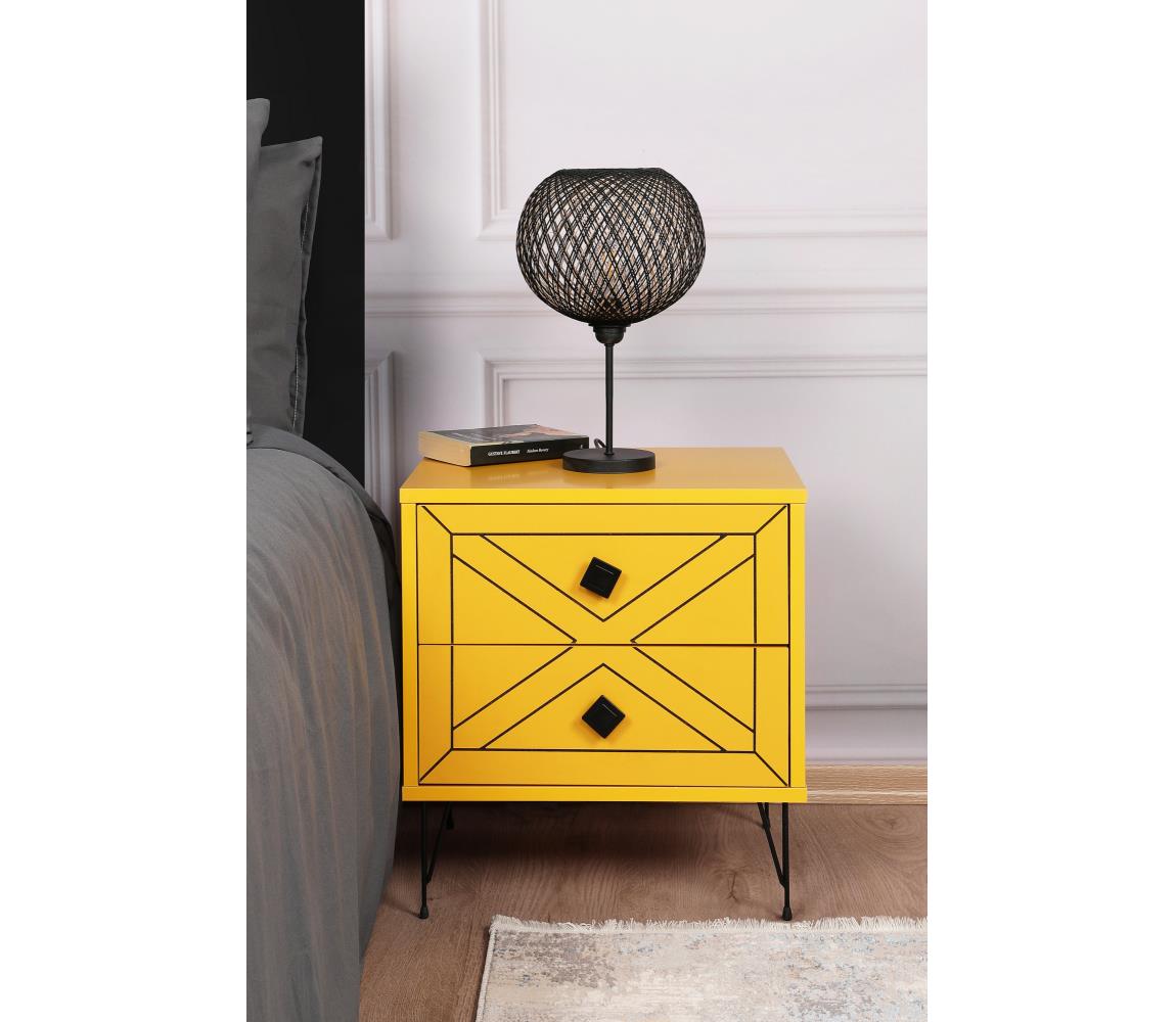  Noční stolek LUNA 55x50 cm žlutá 