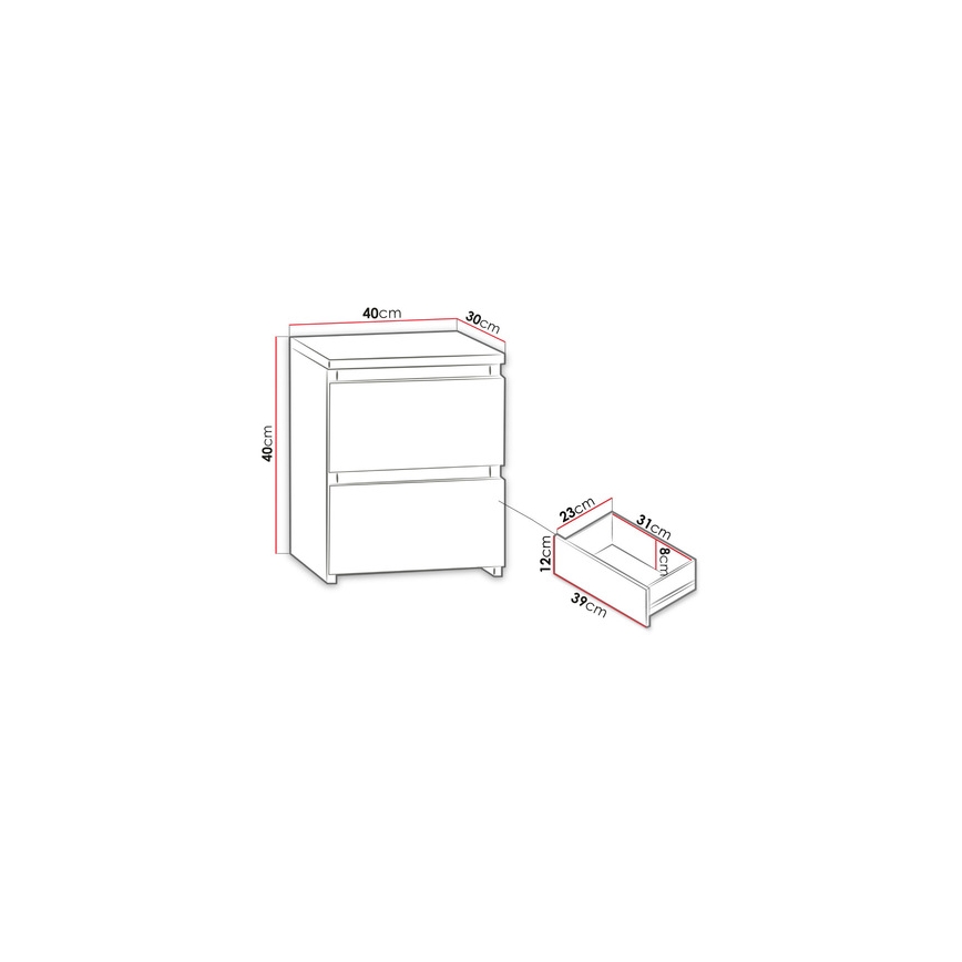 Noční stolek MALWA 40x30 cm matná bílá