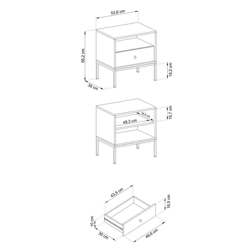 Noční stolek MONO 56x54 cm modrá