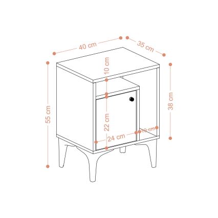 Noční stolek NUNO 40x35 cm dub safírový