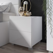 Noční stolek PAVO 45x40 cm lesklá bílá