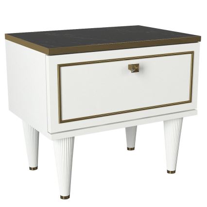 Noční stolek RAVENNA 50x35 cm bílá/béžová