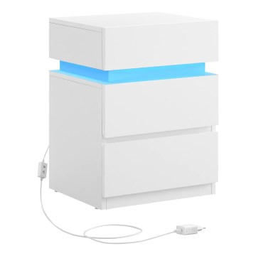 Noční stolek s podsvícením SMARTIE 40x35 cm bílá