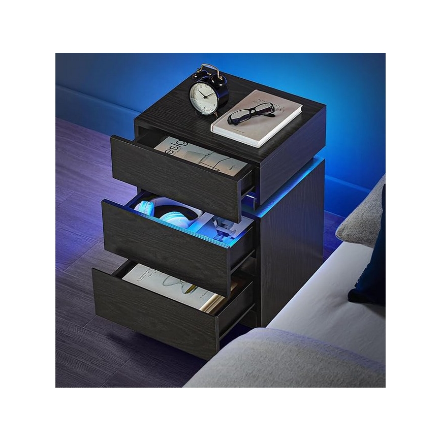 Noční stolek s podsvícením SMARTIE 40x35 cm černá