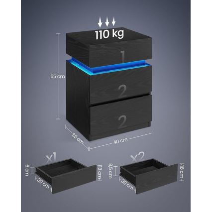 Noční stolek s podsvícením SMARTIE 40x35 cm černá