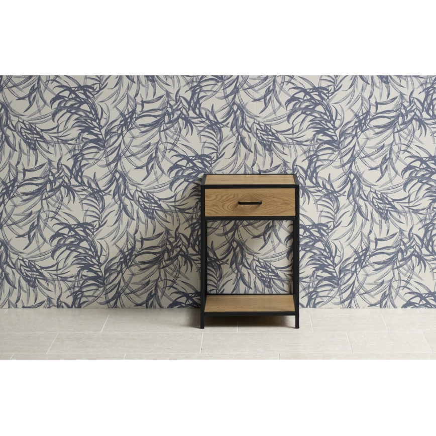 Noční stolek SARON 42x35 cm dub/černá