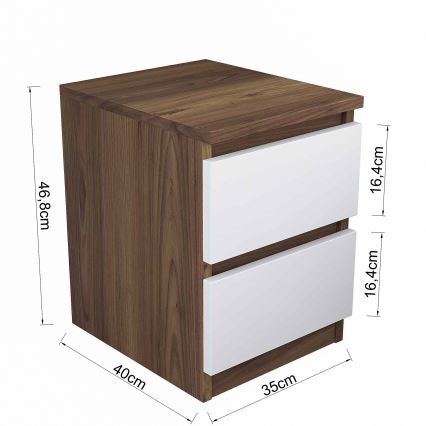 Noční stolek WALNUT 46,8x35 cm hnědá/bílá